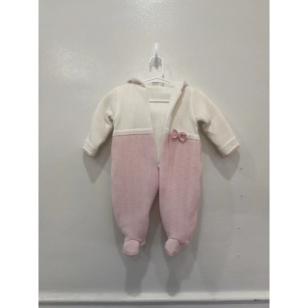 Dolce Gioia Baby Infant Girls‎ 6 Months Pink White Cotton Floral Zipper Bodysuit